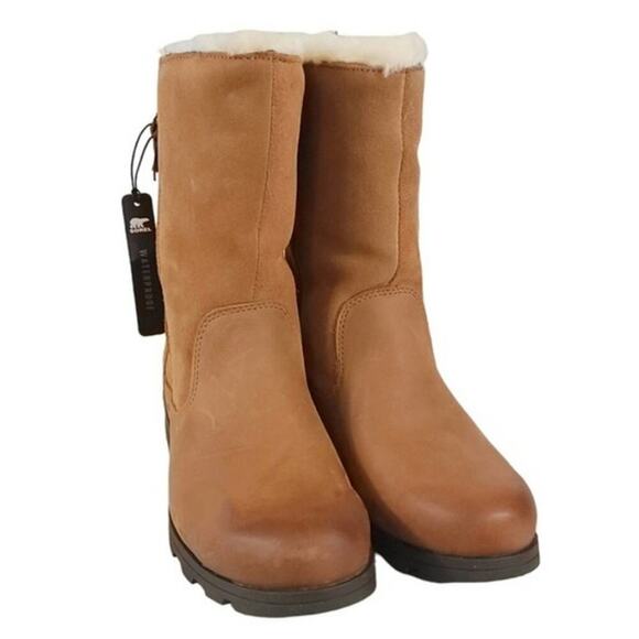 Sorel Emelie Foldover Casual Boots in Camel Brown Waterproof Leather Suede - Picture 3 of 14